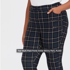 Torrid teal plaid ankle skinny pant